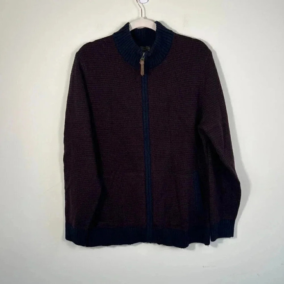 Pendleton Other - Pendleton Shetland Washable Wool Full Zip Sweater Maroon Navy Blue Medium